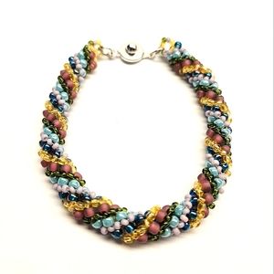 Multi Colored Spiral Seed Bead Bracelet